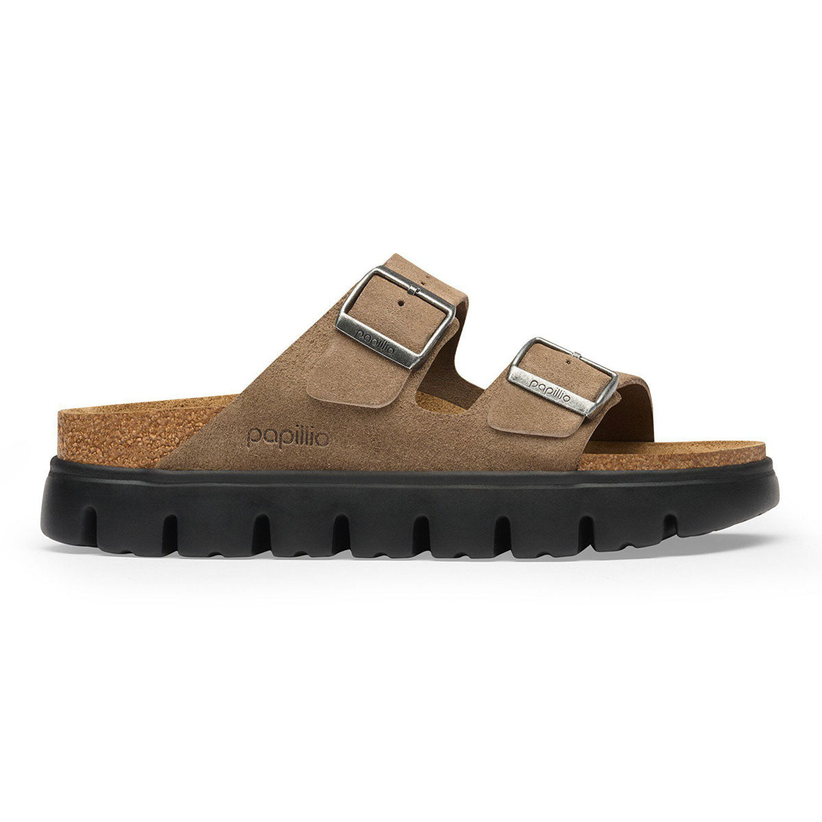 Birkenstock Womens Arizona Chunky Sandals Shoes - Grey Taupe Suede