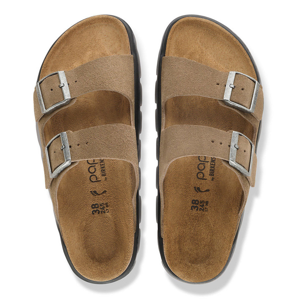 Birkenstock Womens Arizona Chunky Sandals Shoes - Grey Taupe Suede