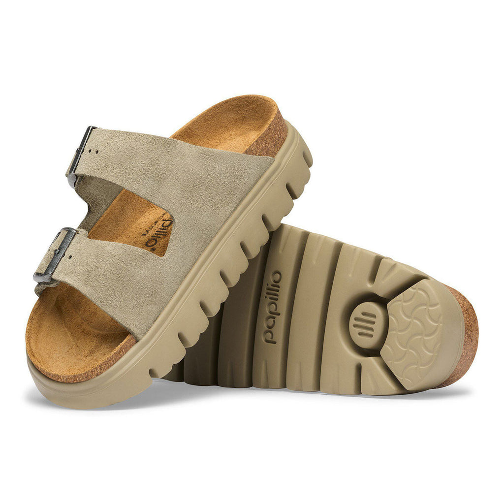 Birkenstock Womens Arizona Chunky Sandals Shoes - Taupe Suede