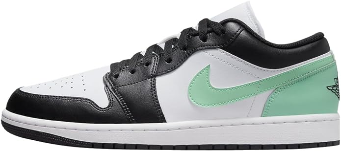 Men's Jordan 1 Low White/Black-Green Glow (553558 131)