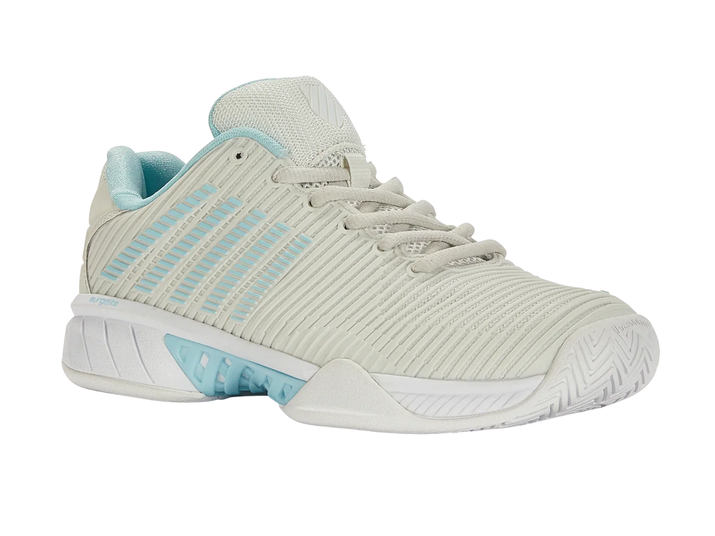 K-Swiss Women's Hypercourt Express 2 Tennis Shoes in Vaporous Gray/White/Blue Glow