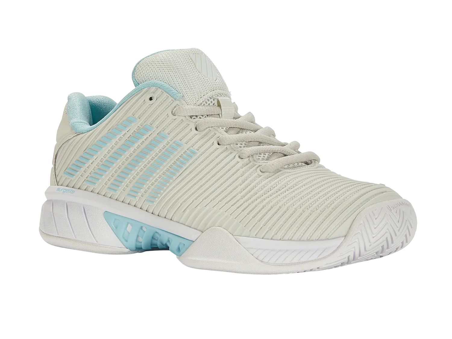 K-Swiss Women's Hypercourt Express 2 Tennis Shoes in Vaporous Gray/White/Blue Glow