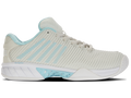 K-Swiss Women's Hypercourt Express 2 Wide Tennis Shoes in Vaporous Gray/White/Blue Glow