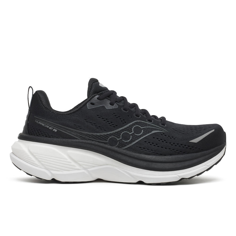 Saucony Women's Hurricane 25 Running Shoes in Black/White (Wide)
