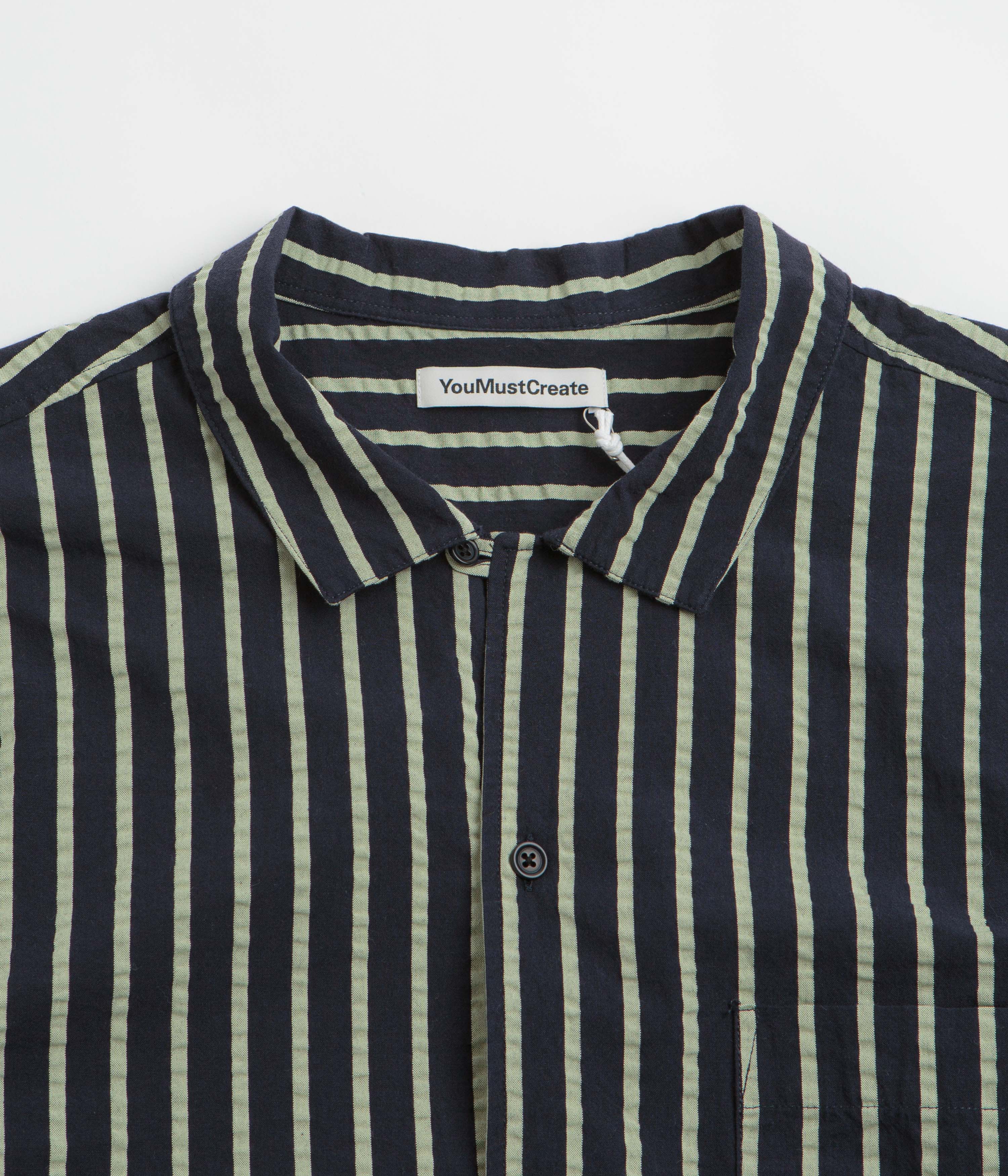 YMC Malick Short Sleeve Shirt - Navy / Yellow