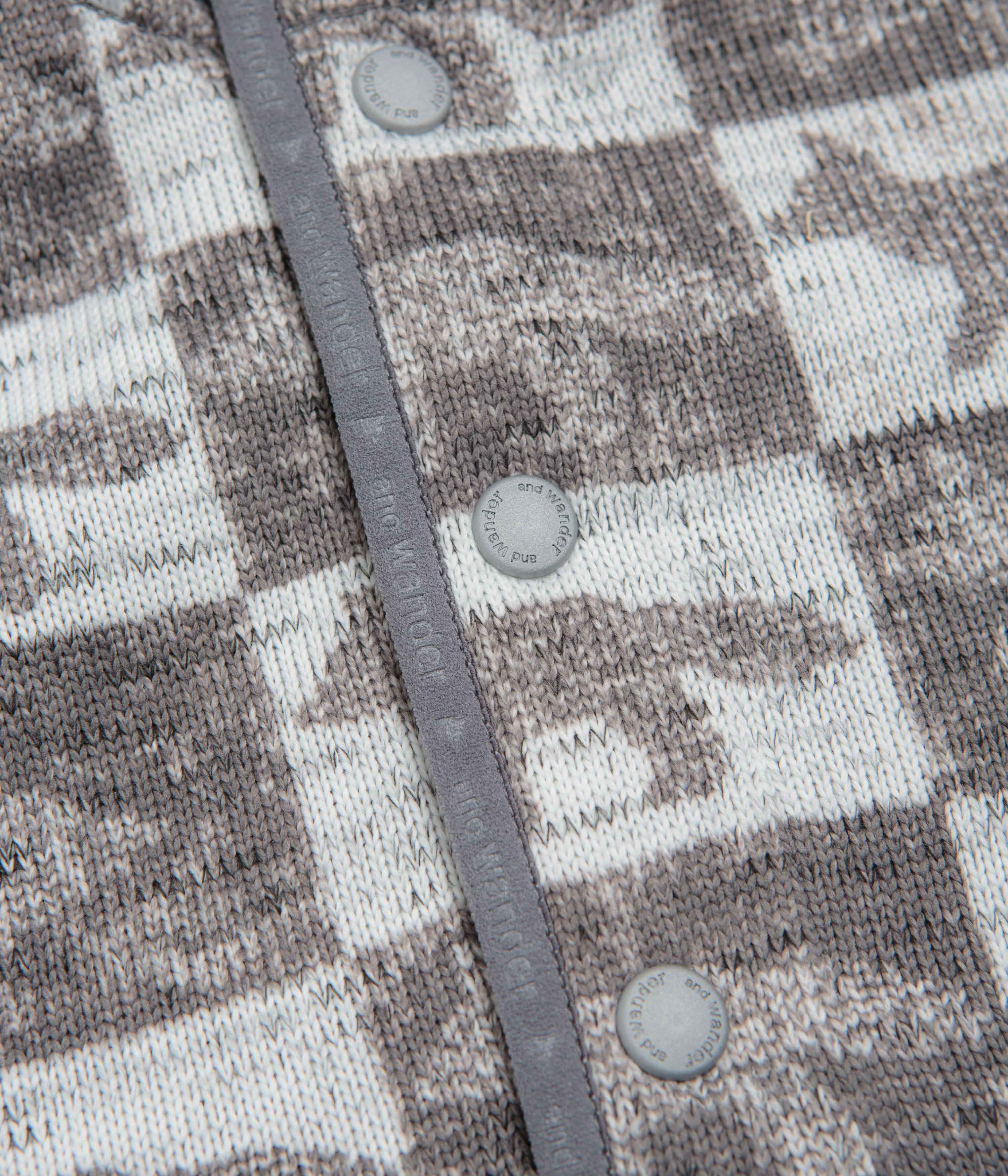and wander x Maison Kitsune Fox Checkers Pullover Fleece - Grey