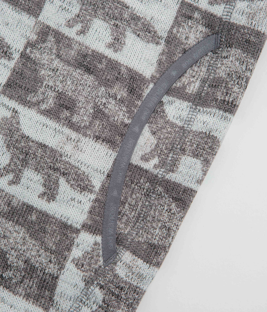 and wander x Maison Kitsune Fox Checkers Pullover Fleece - Grey