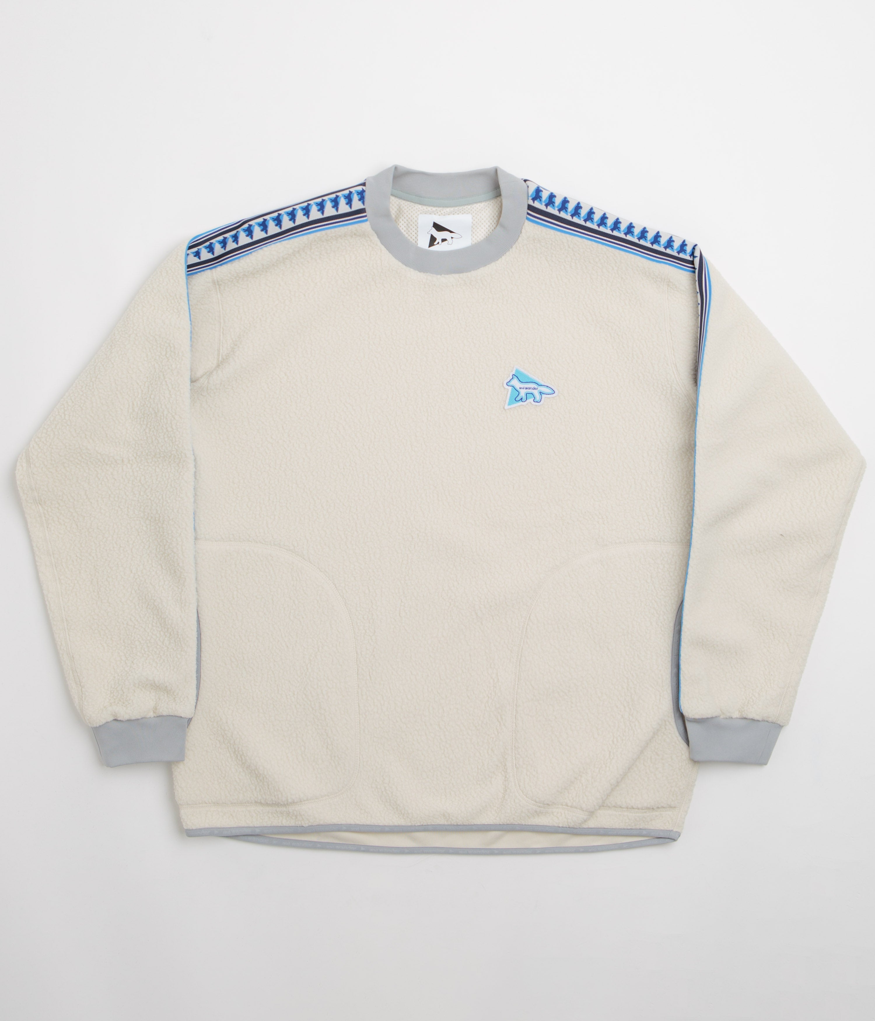 and wander x Maison Kitsune Pullover Fleece Sweatshirt - White