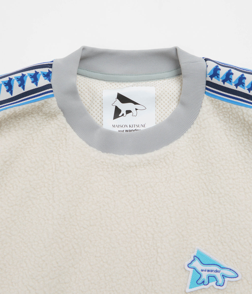 and wander x Maison Kitsune Pullover Fleece Sweatshirt - White