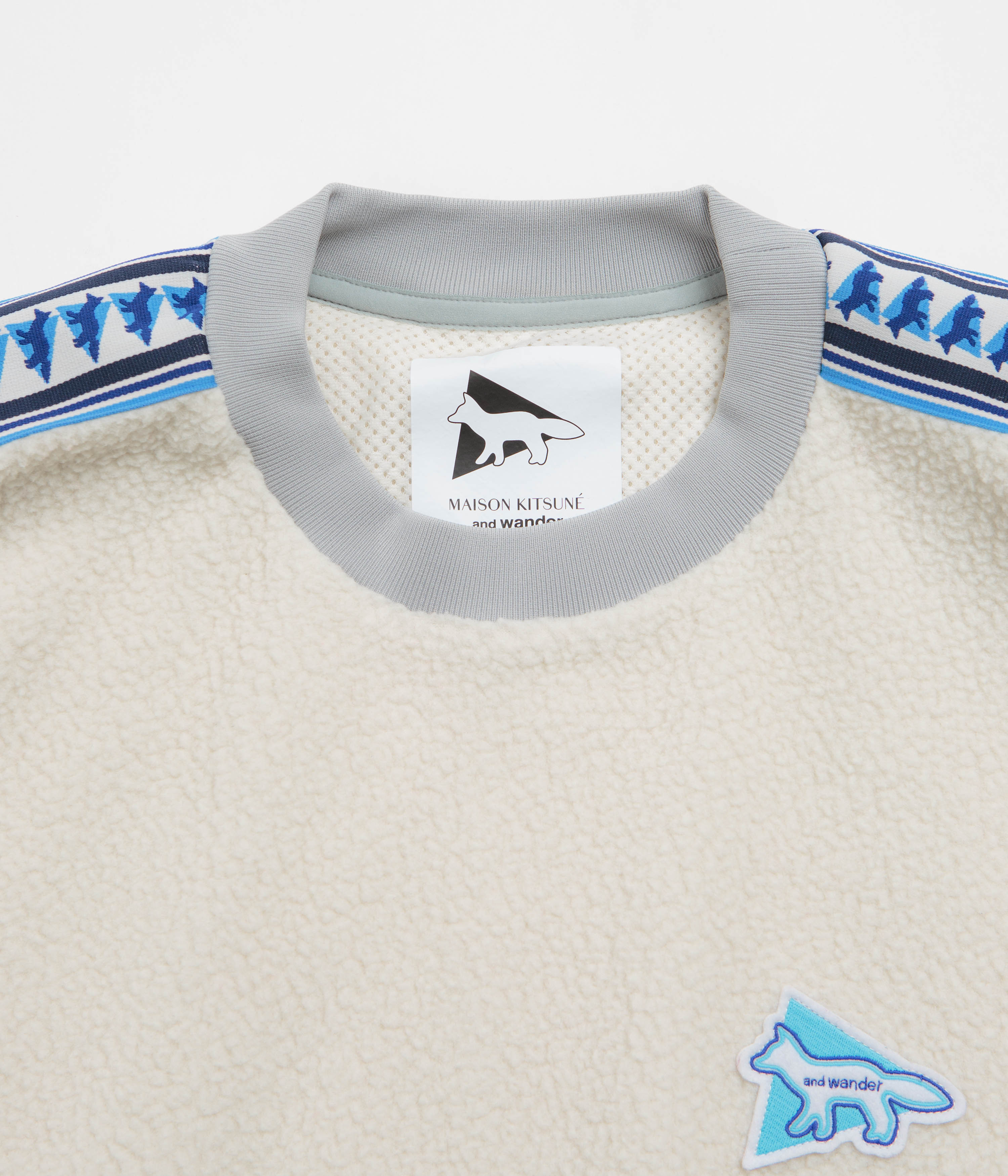 and wander x Maison Kitsune Pullover Fleece Sweatshirt - White
