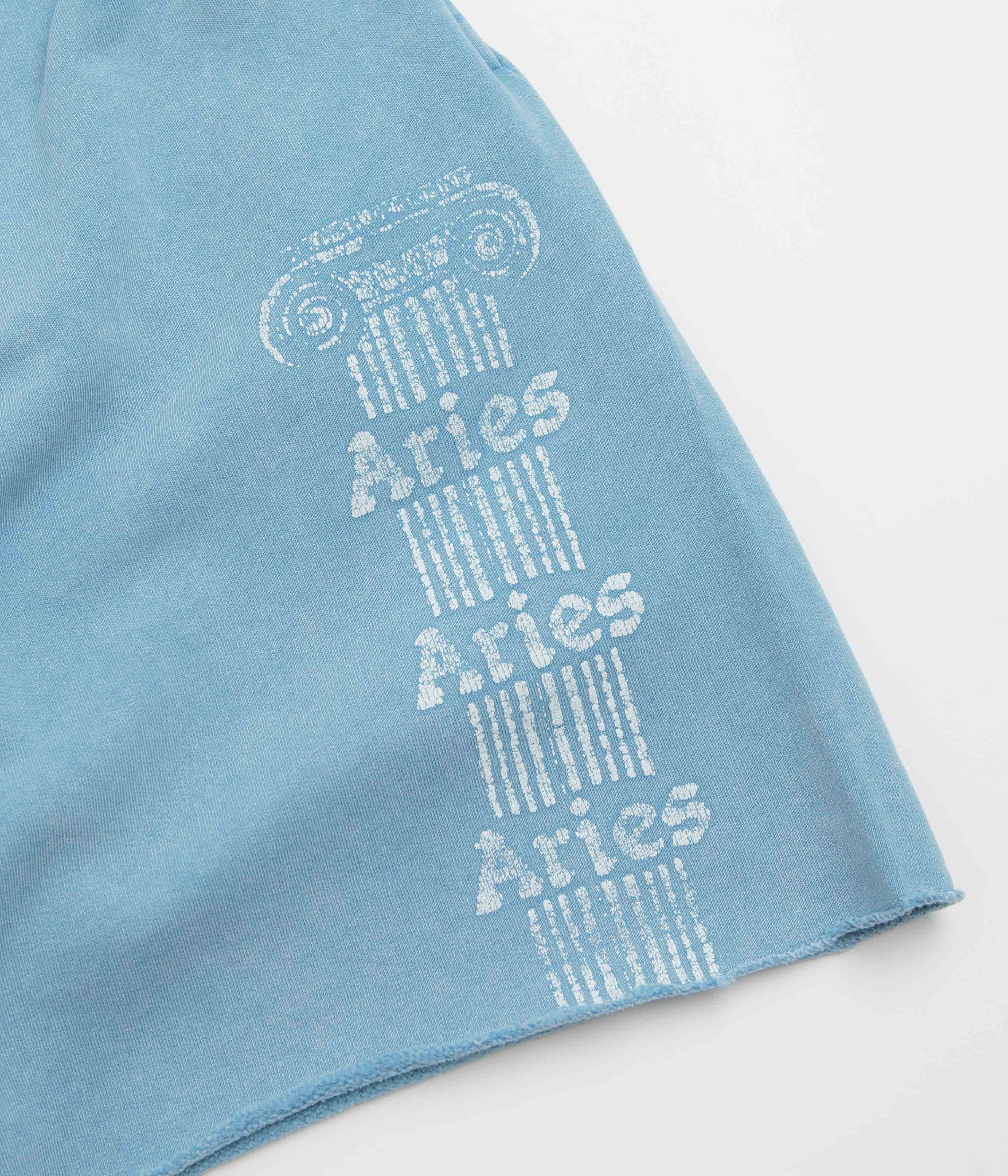 Aries Aged Ancient Column Sweat Shorts - Pale Blue
