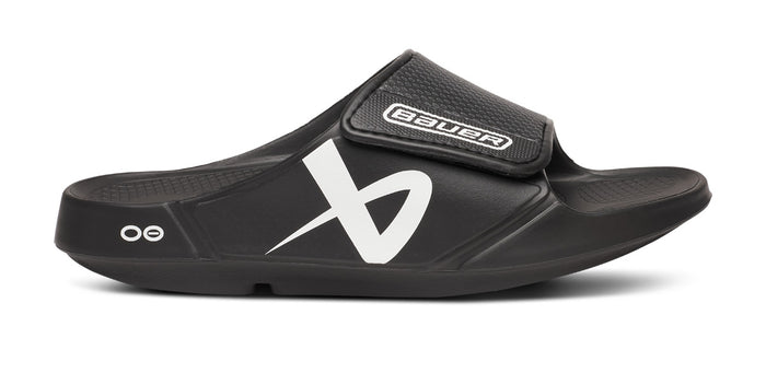 BAUER/OOFOS OOahh Sport Flex Sandal – Black lateral view