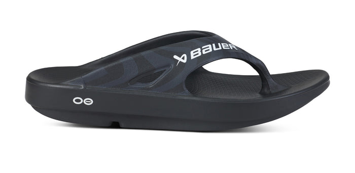 BAUER/OOFOS Women's OOriginal Sport Sandal – Black Asphalt lateral view