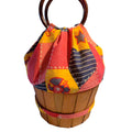 Bicentennial Novelty Print Sewing Basket Bag Liberty Bell Eagles circa 1970s