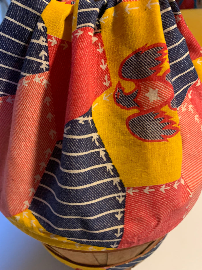 Bicentennial Novelty Print Sewing Basket Bag Liberty Bell Eagles circa 1970s