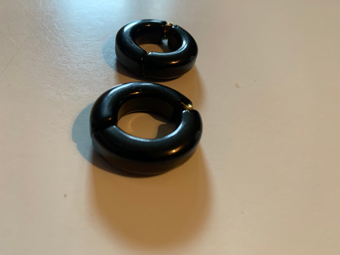 Black Lucite Hoop Clip Earrings circa 1940s