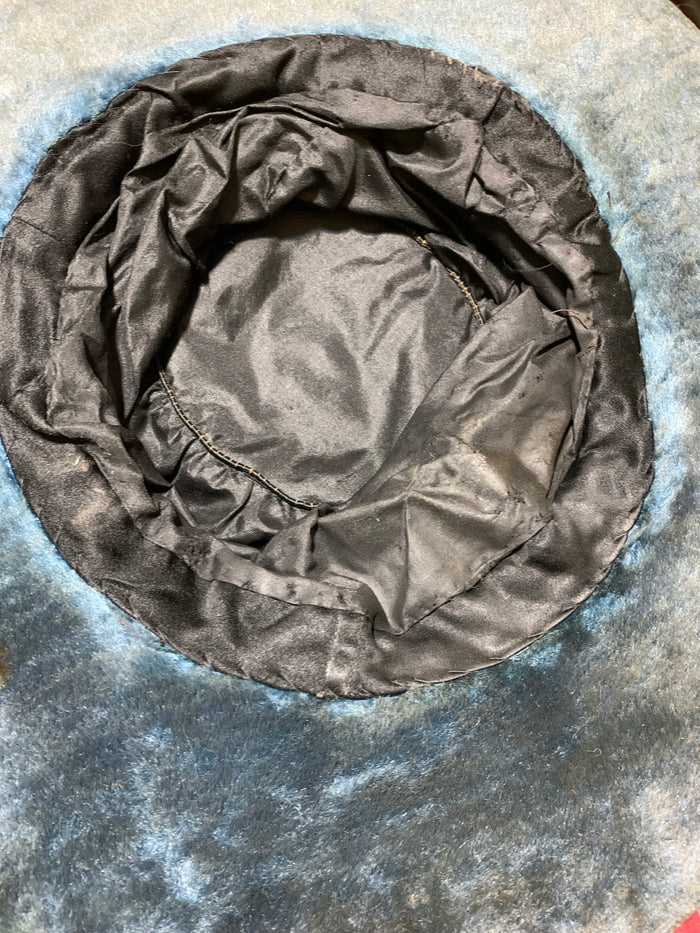 Black Velveteen Wide Brim Hat with Feather circa 1910s