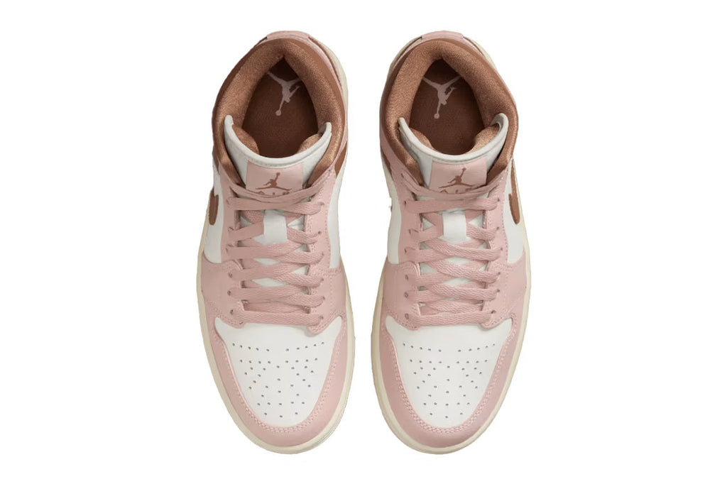 Women's Jordan 1 Mid Pink Oxford/Archeo Brown-Sail (BQ6472 620)