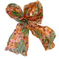Bright Floral Harlequin Print Chiffon Oblong Scarf circa 1970s