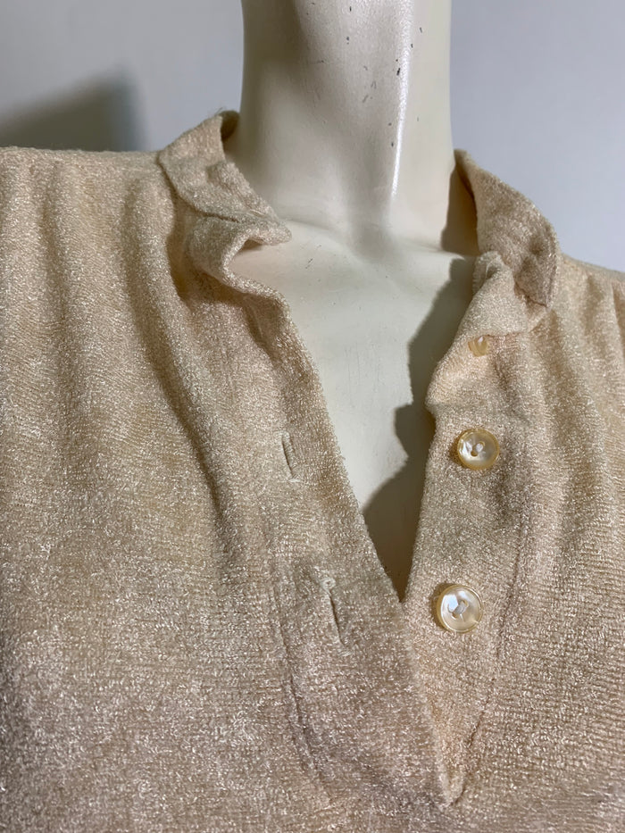 Butter Cream Terry Cloth Dress circa 1970s