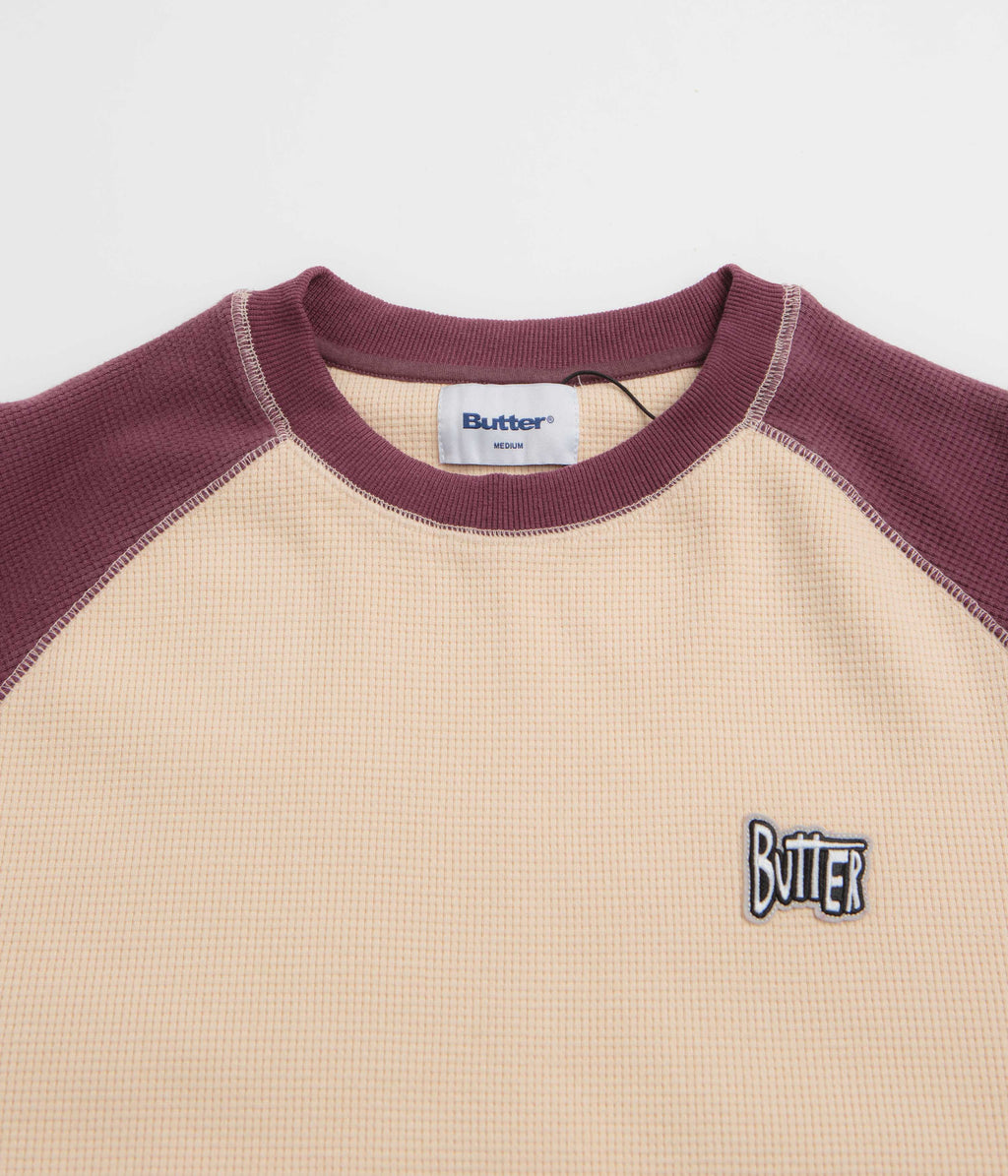 Butter Goods Sketch Waffle Crewneck Sweatshirt - Cream / Red