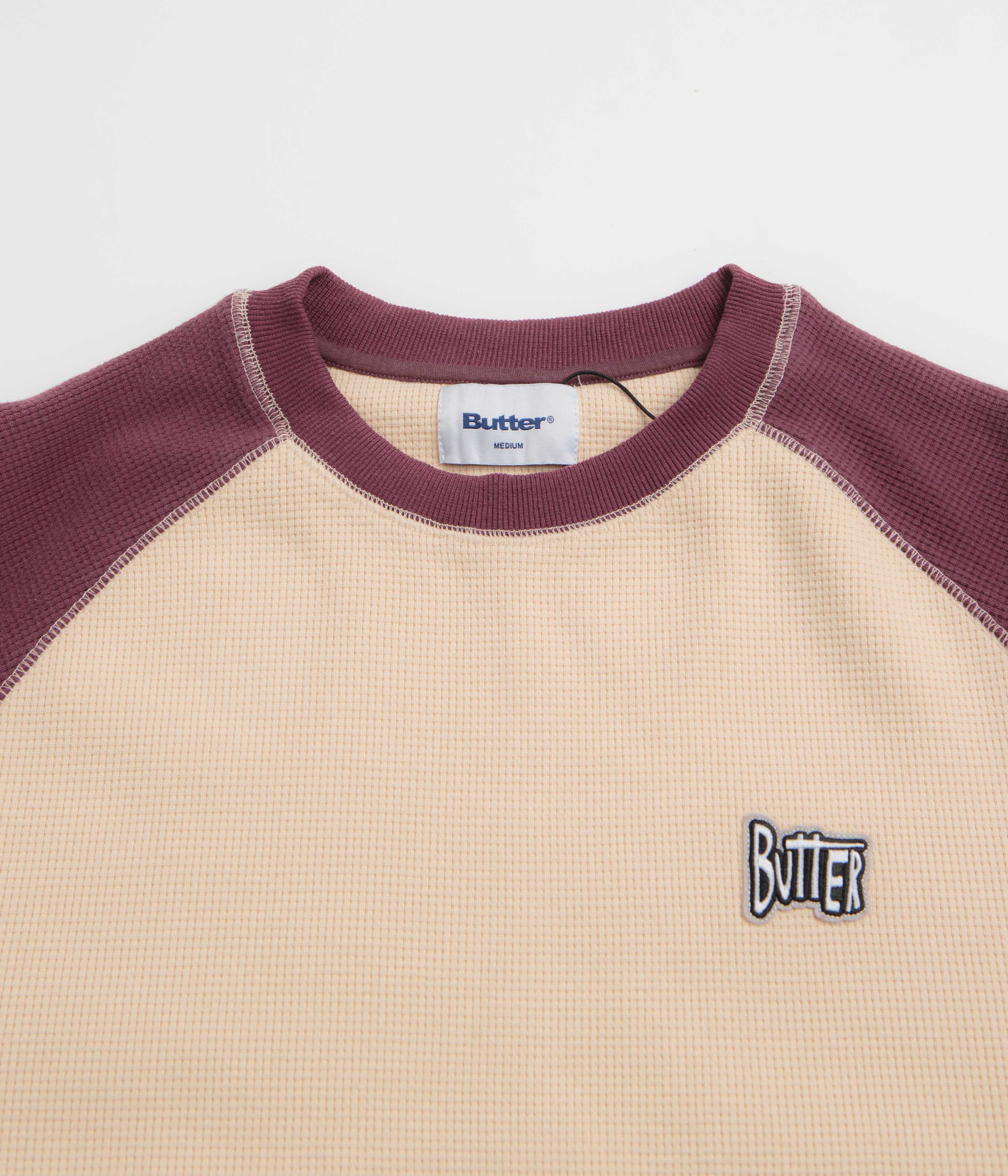 Butter Goods Sketch Waffle Crewneck Sweatshirt - Cream / Red