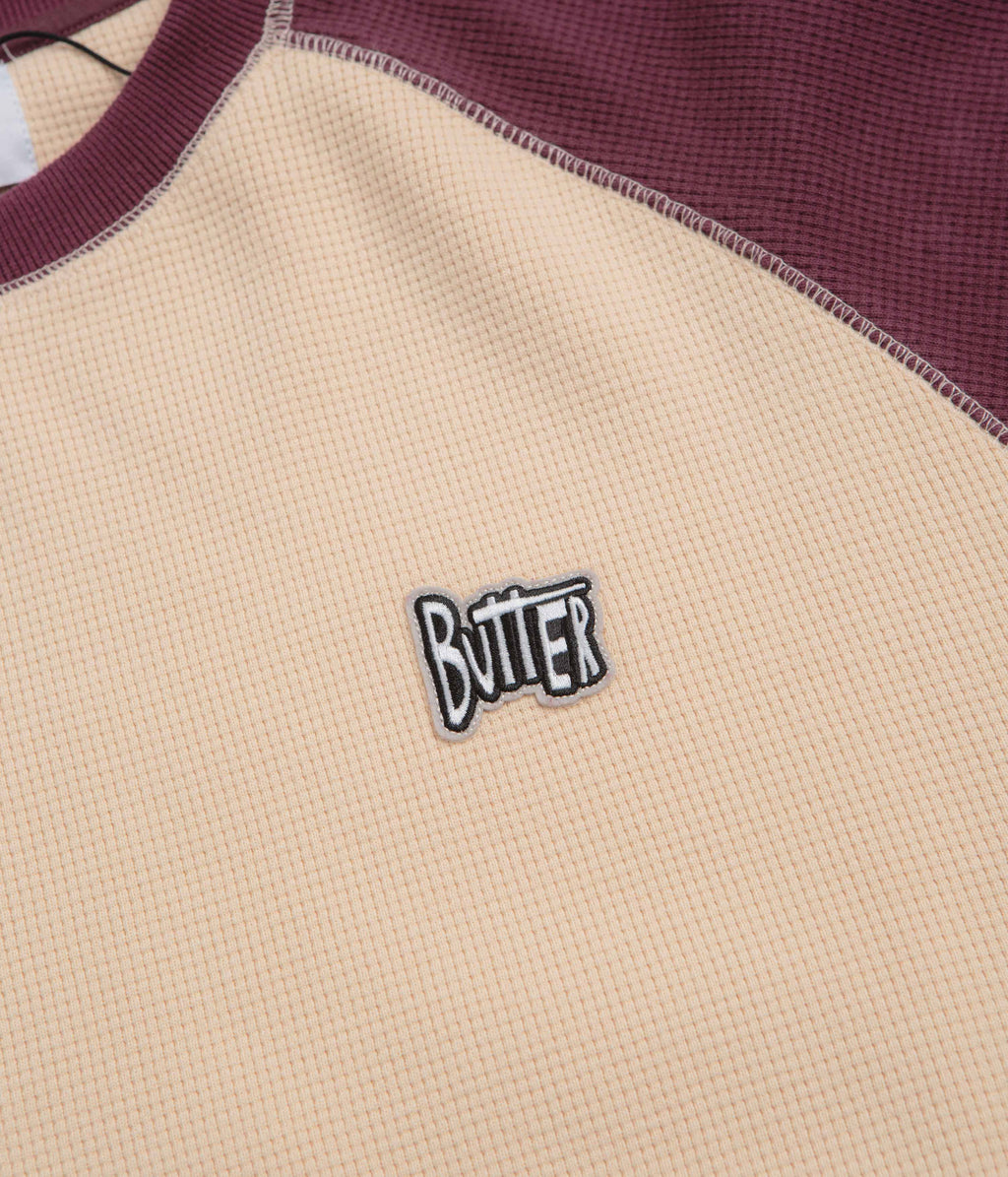 Butter Goods Sketch Waffle Crewneck Sweatshirt - Cream / Red