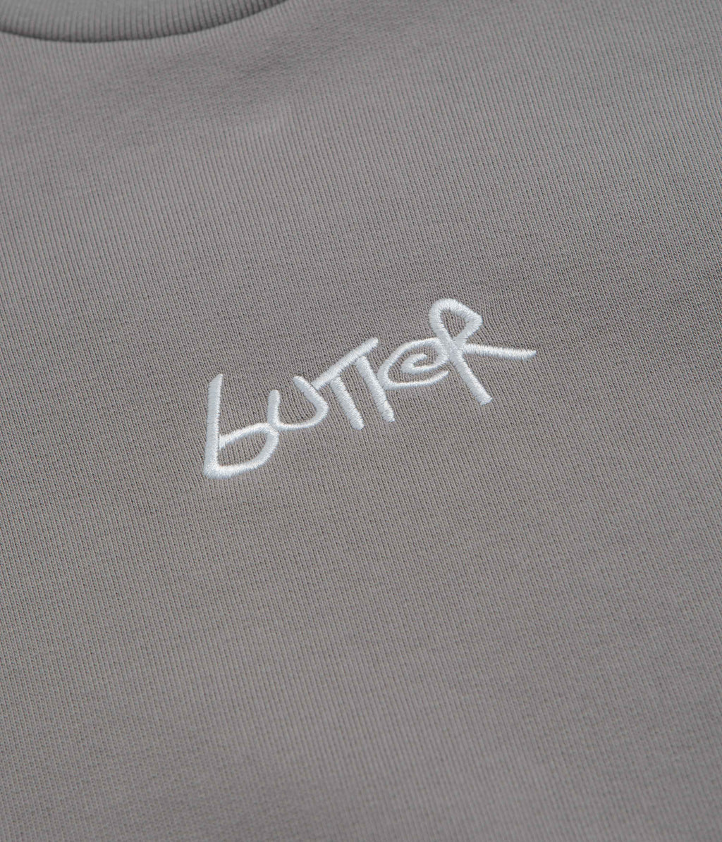 Butter Goods Tread Crewneck Sweatshirt - Concrete / Moss