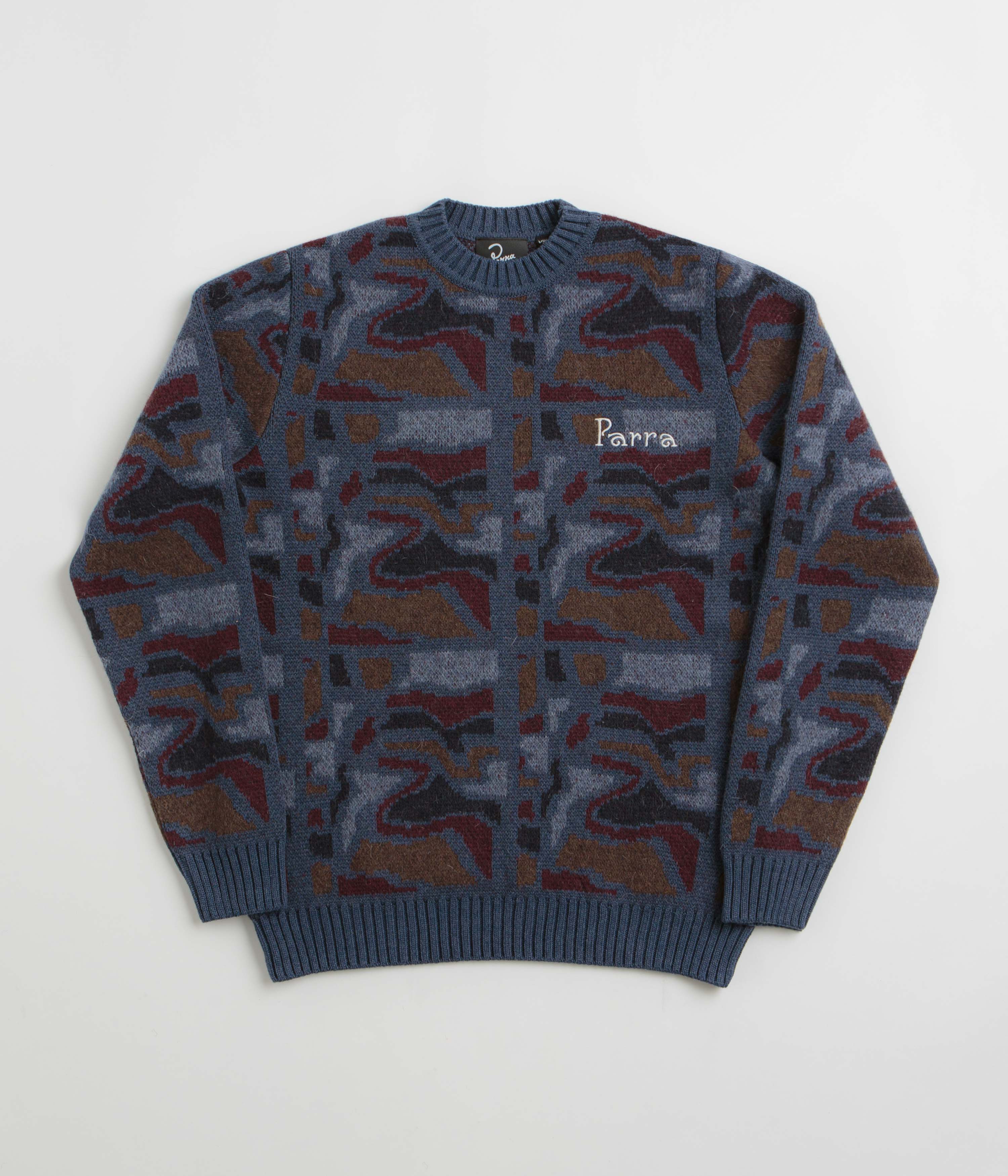 by Parra Repeat FTP Booster Knitted Sweatshirt - Blue