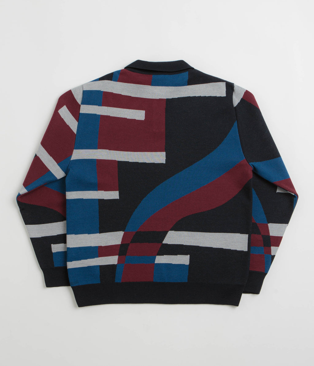 by Parra Vertical Forest Knitted Polo Shirt - Blue