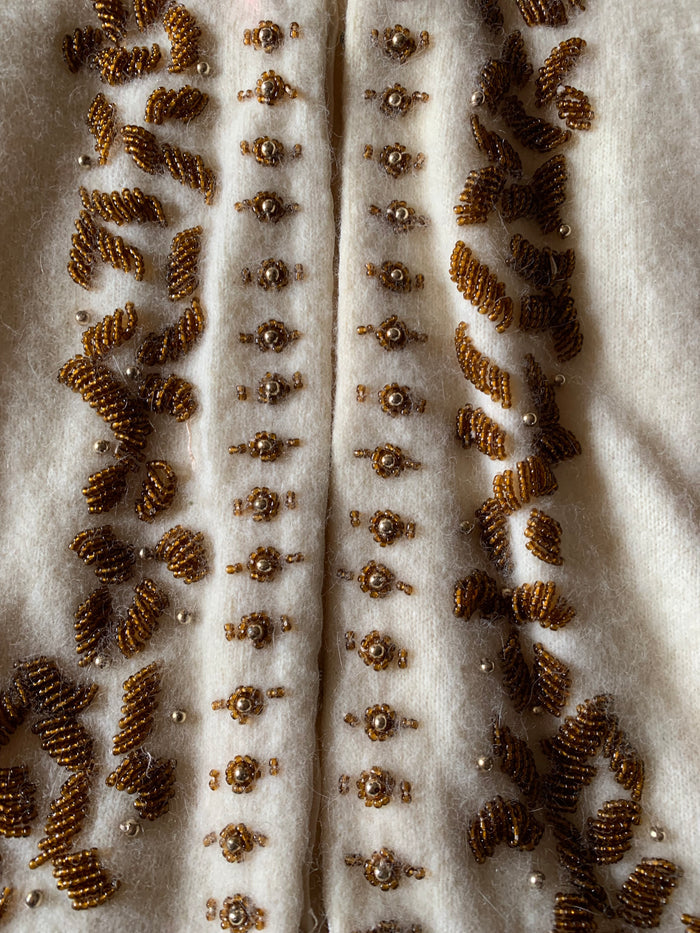 Candlelight Angora/Wool Blend Golden Beaded Sweater circa 1960s