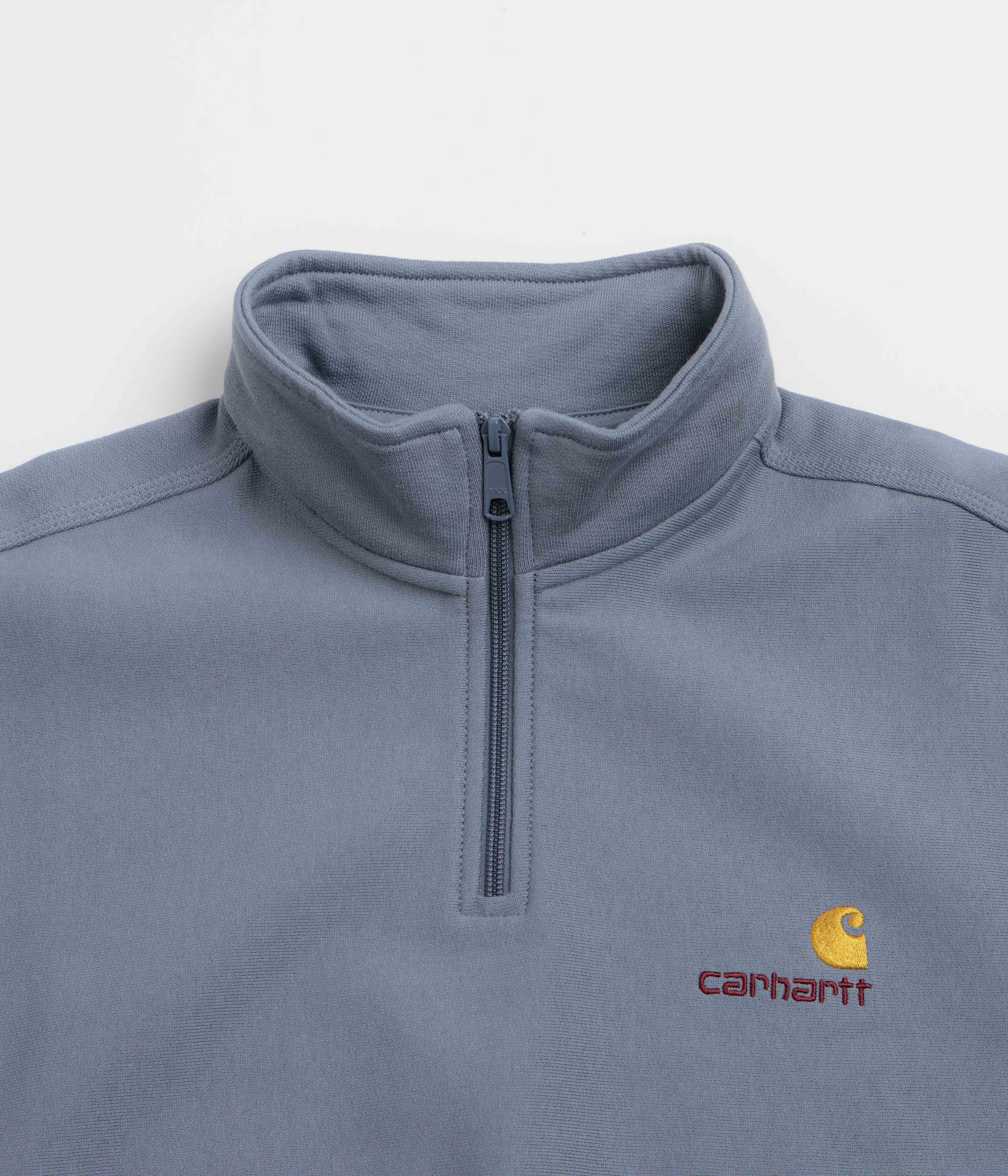 Carhartt Half Zip American Script Sweatshirt - Shady Blue