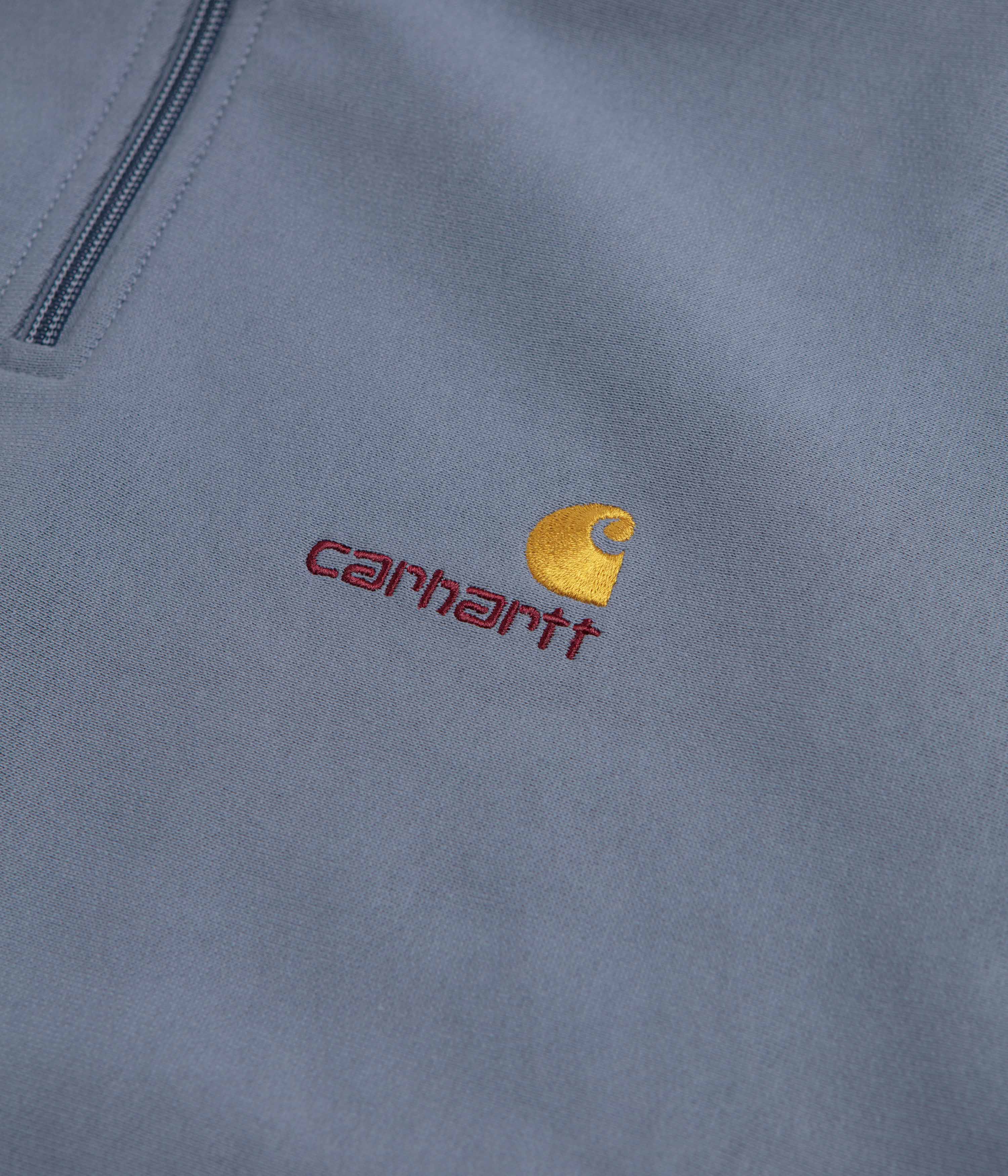 Carhartt Half Zip American Script Sweatshirt - Shady Blue