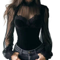Carmilla- the Black Velvet Puff Sleeve Long Sleeve Blouse
