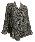Chic Zebra Striped Silk Swing Cut Blouse with Sequins circa 1990s