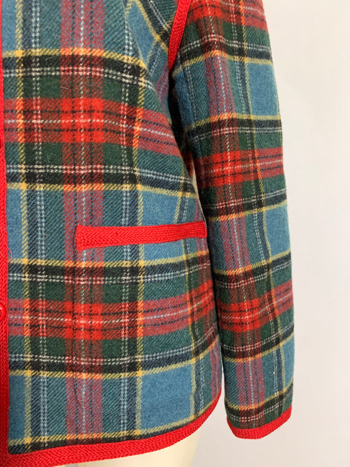Classic Tartan Plaid Wool Boxy Cut Jacket circa 1960s