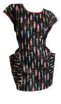 Darling Umbrella Print Open Back Smock Waist Tie circa 1960s