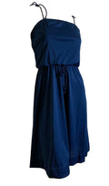 Deep Blue Jersey Nylon Spaghetti Strap Disco Dress circa 1970s