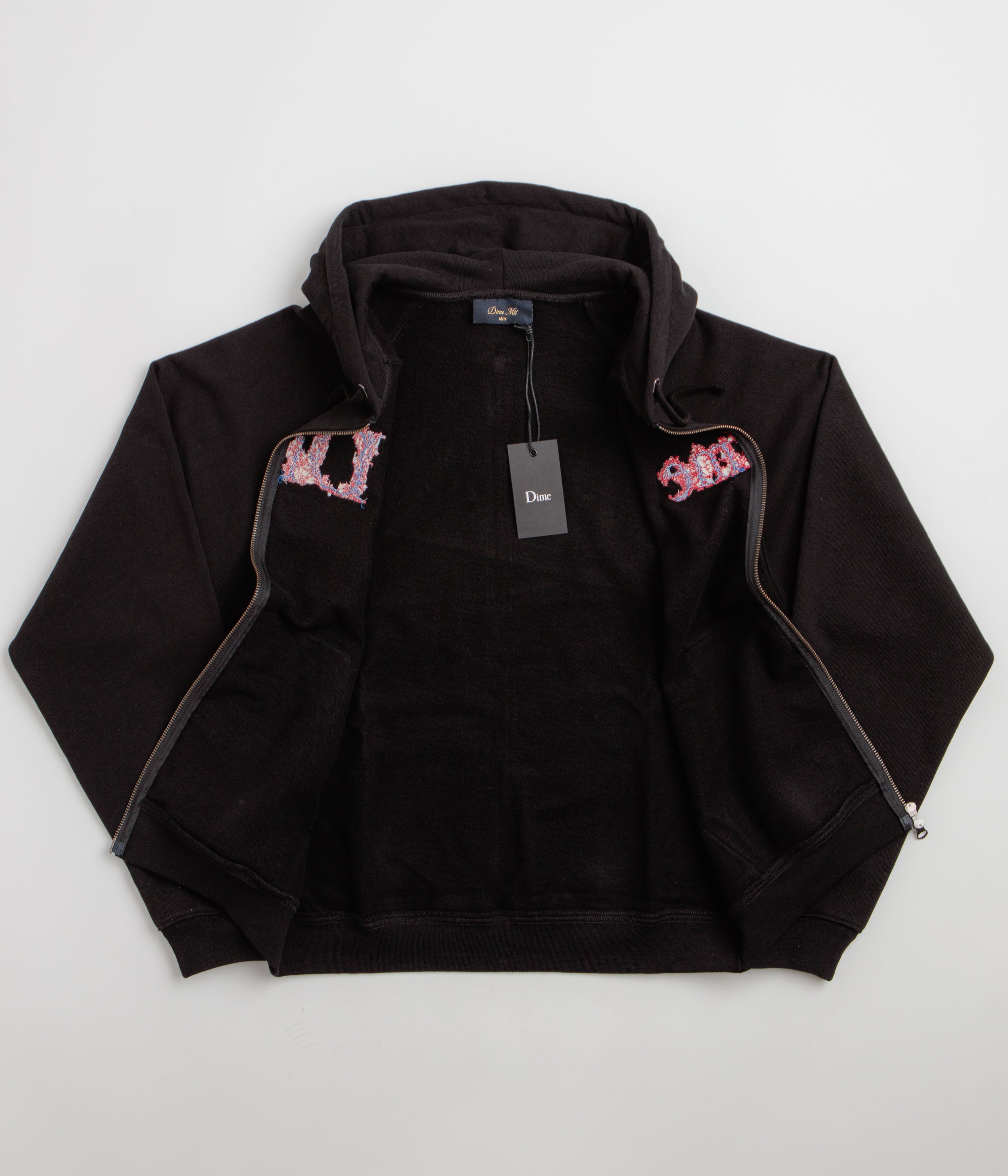 Dime Classic Veins Full Zip Hoodie - Black