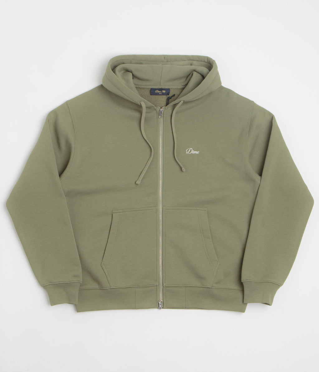 Dime Cursive Full Zip Hoodie - Army Green