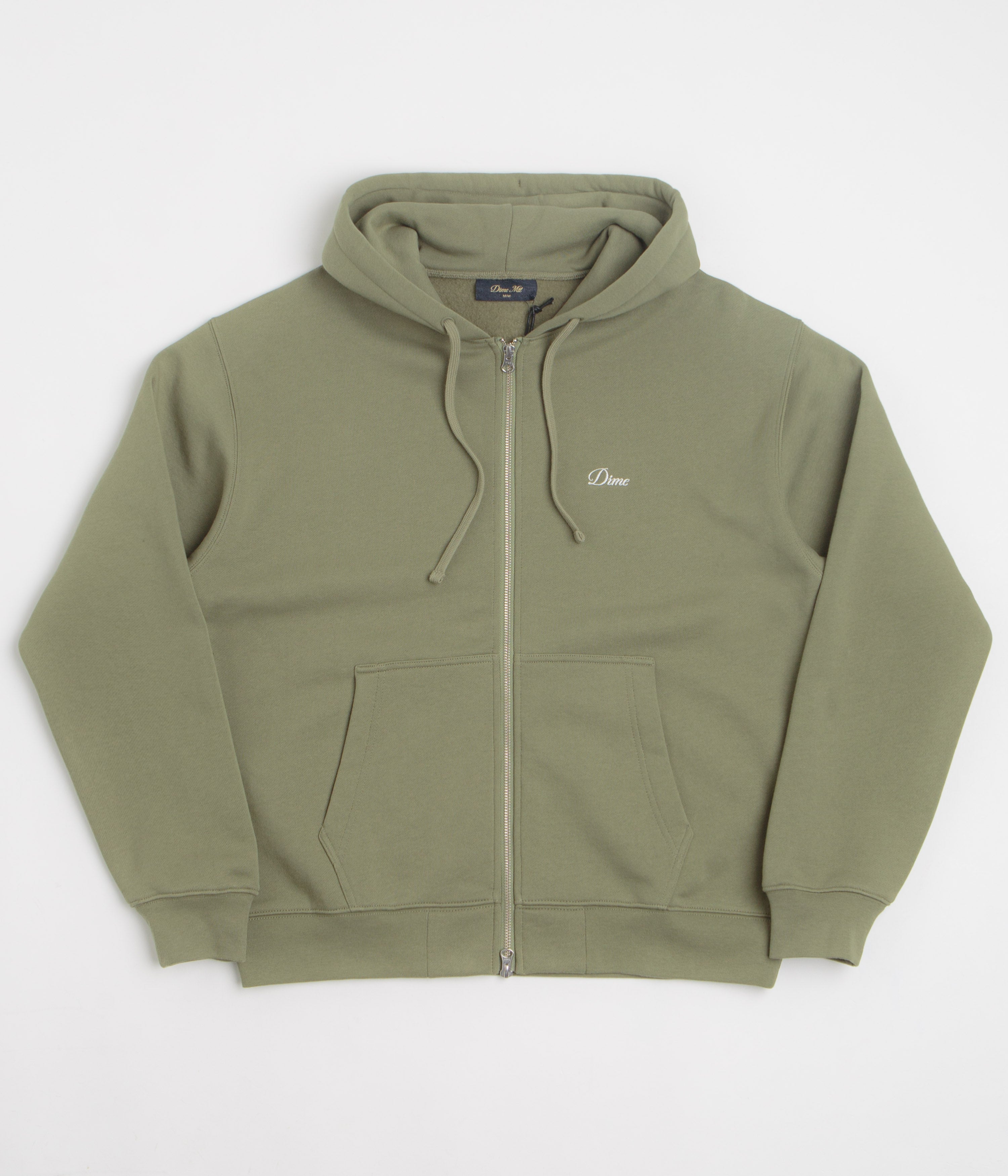 Dime Cursive Full Zip Hoodie - Army Green