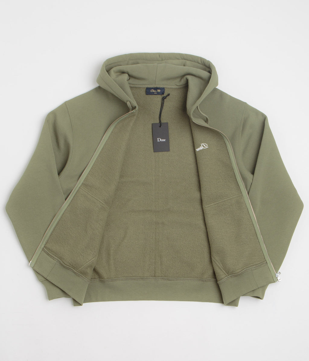 Dime Cursive Full Zip Hoodie - Army Green