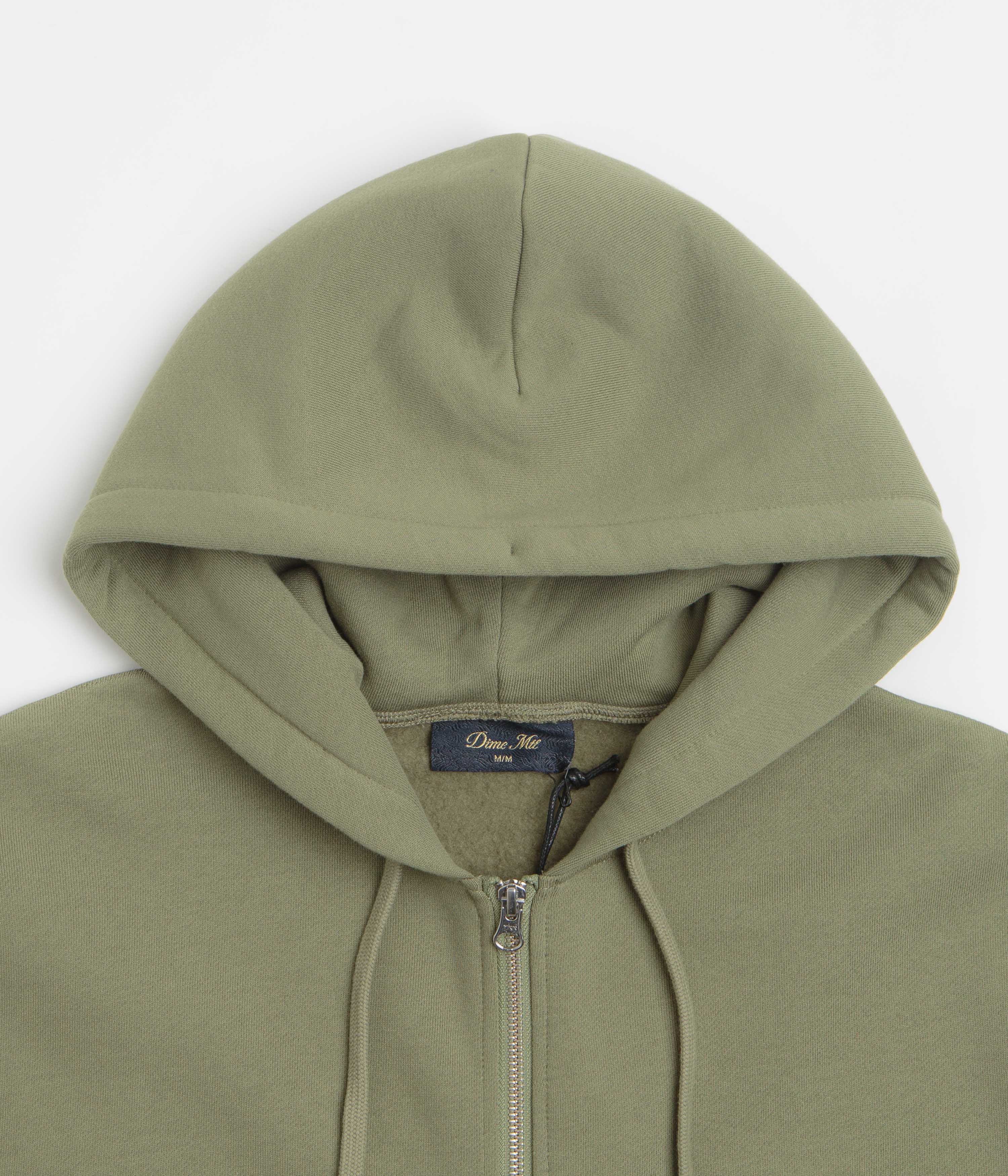 Dime Cursive Full Zip Hoodie - Army Green