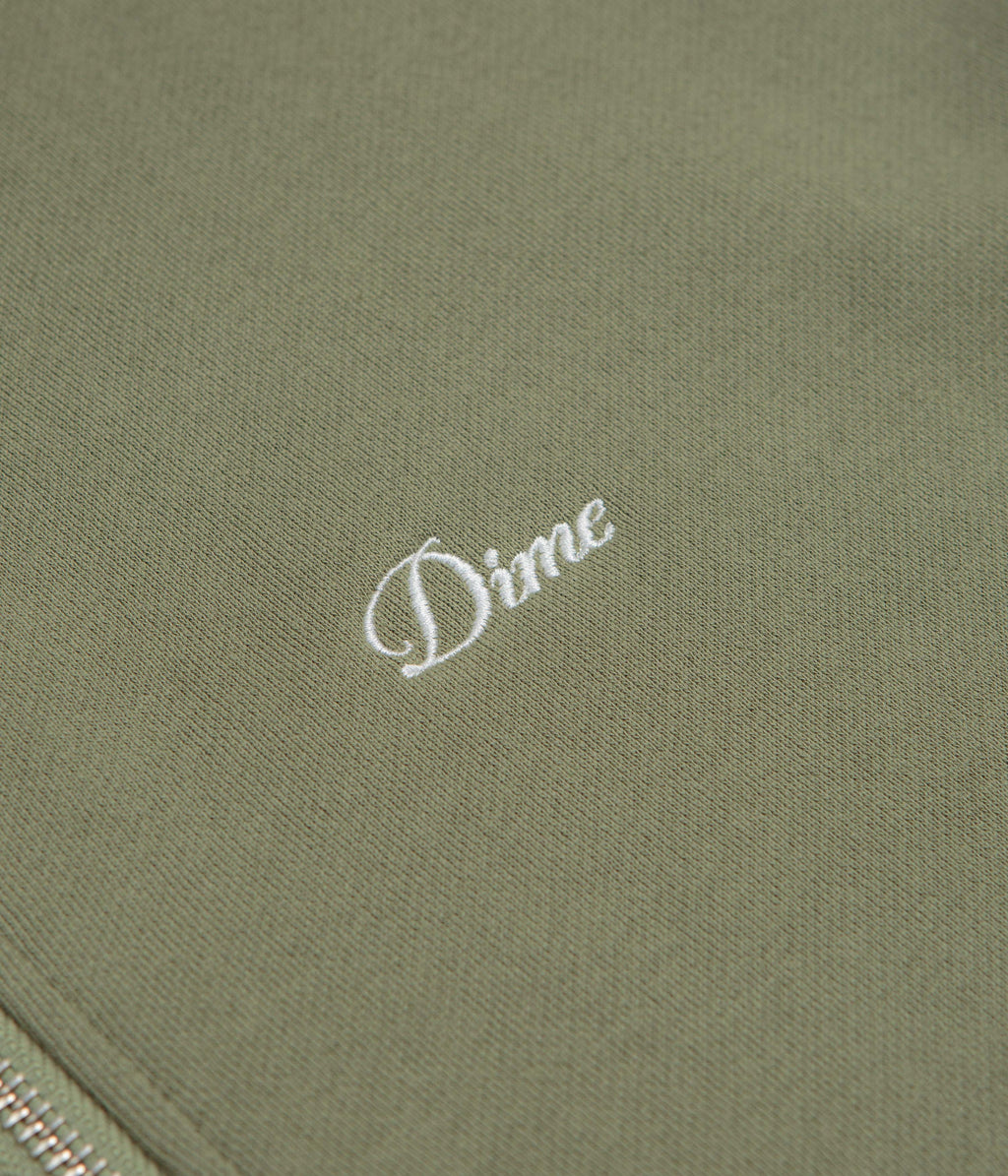 Dime Cursive Full Zip Hoodie - Army Green
