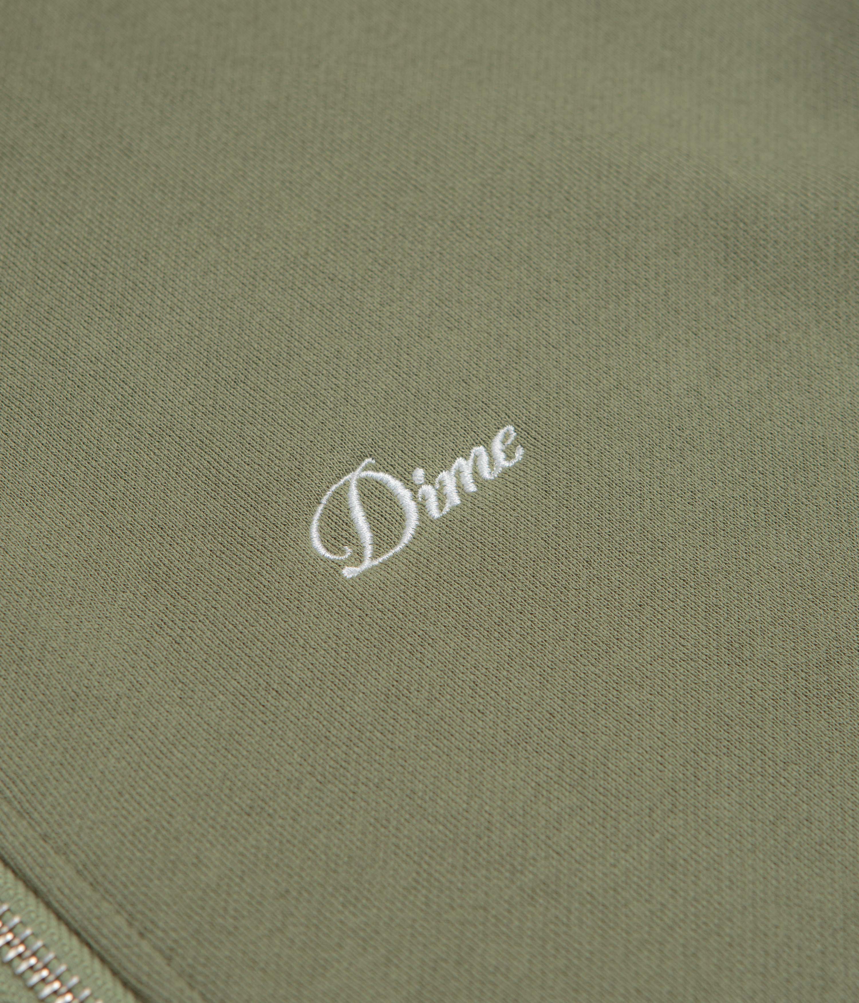 Dime Cursive Full Zip Hoodie - Army Green