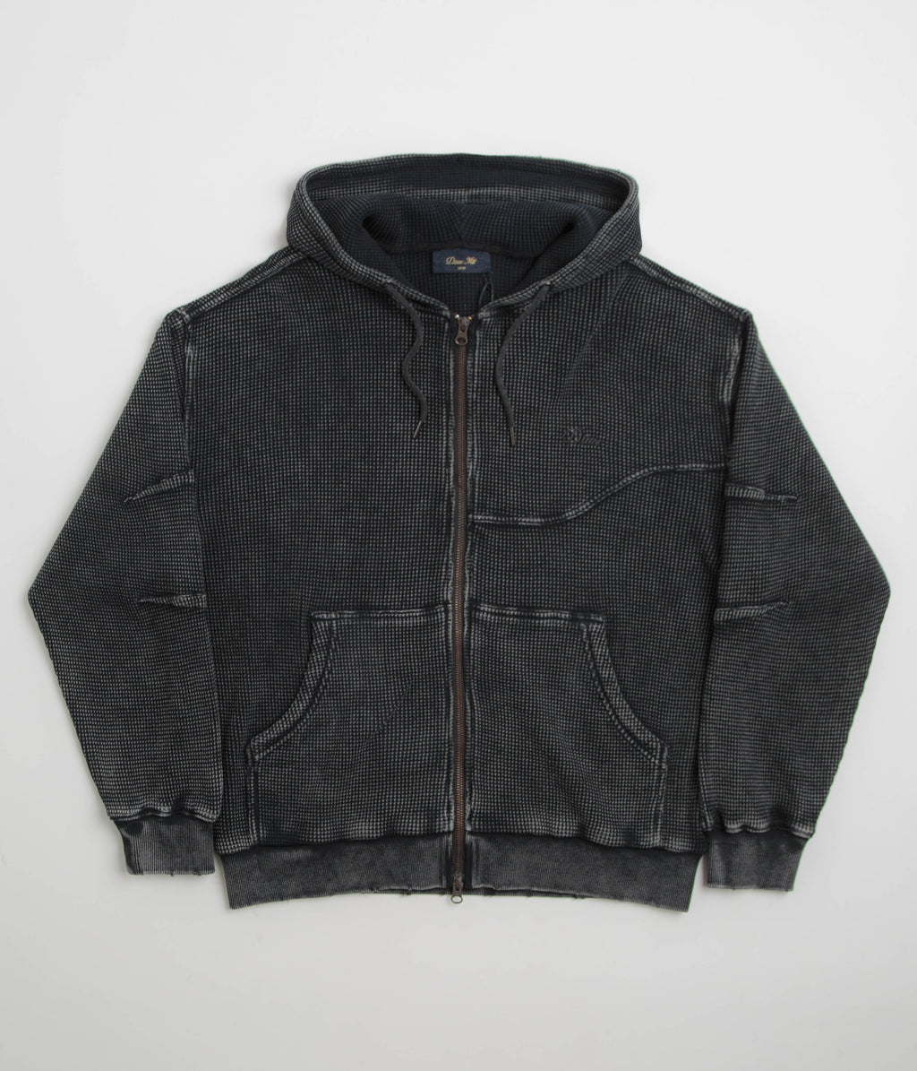 Dime Premium Waffle Full Zip Hoodie - Faded Black