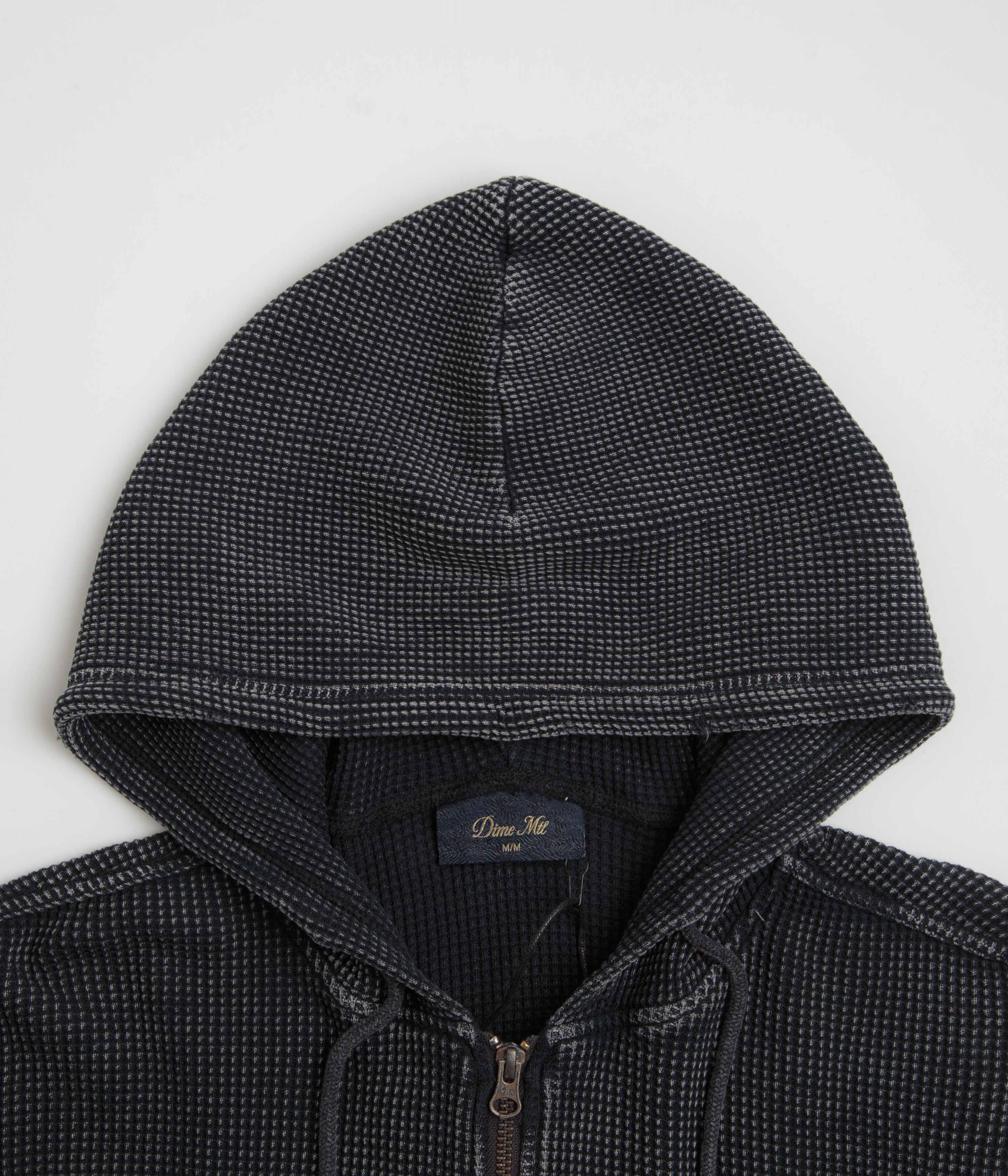Dime Premium Waffle Full Zip Hoodie - Faded Black