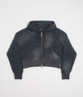 Dime Womens Cropped Full Zip Hoodie - Black Washed