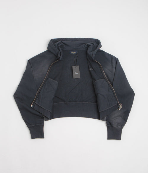 Dime Womens Cropped Full Zip Hoodie - Black Washed
