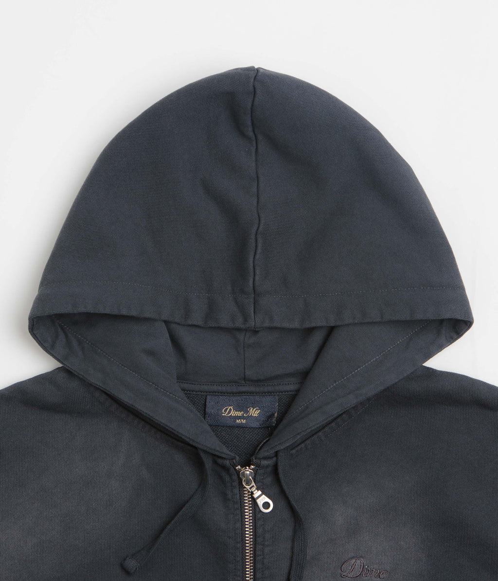 Dime Womens Cropped Full Zip Hoodie - Black Washed